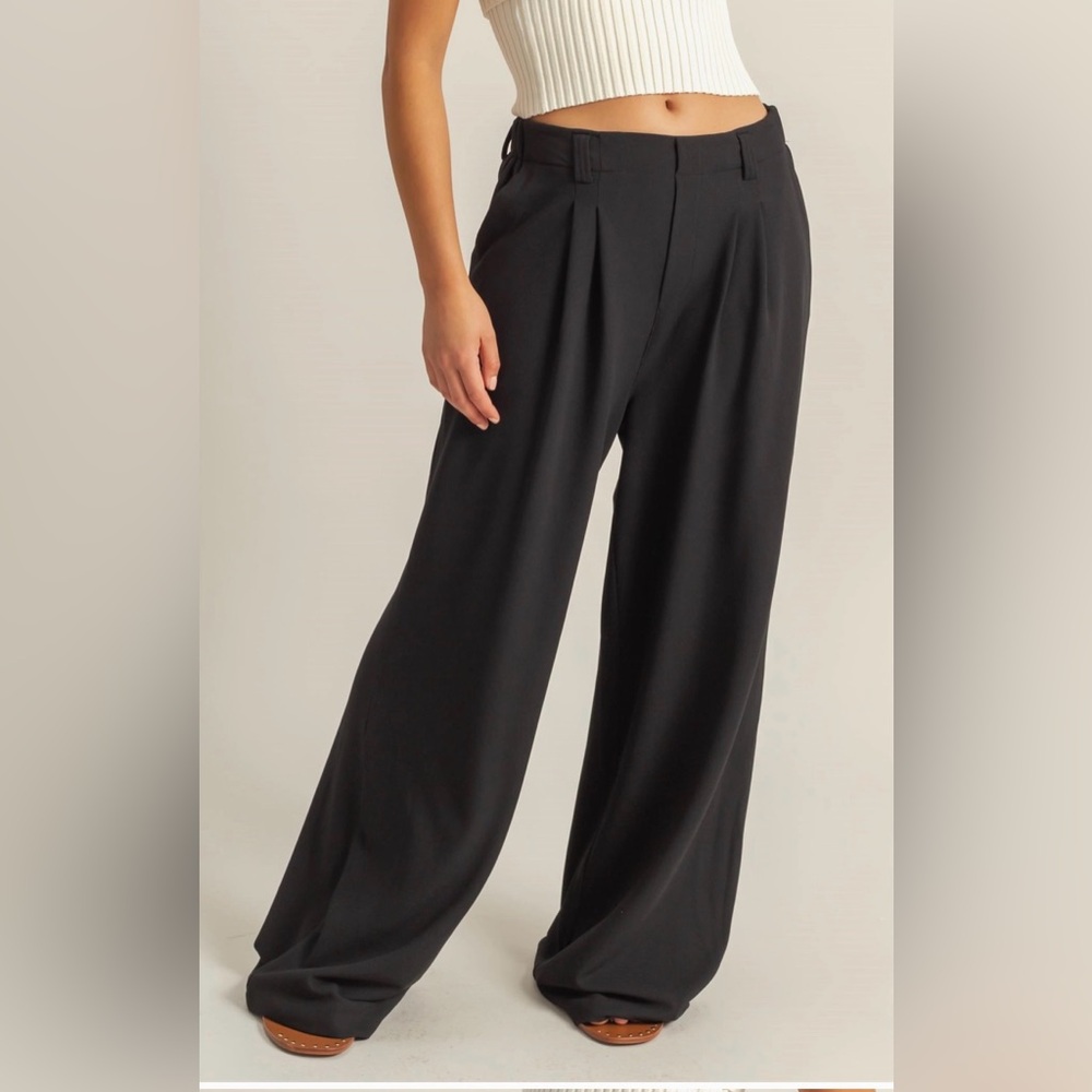 Double Zero chic high waist waffle knit pants Black size Medium